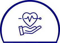 Heart health icon with pulse line.
